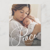 Vrede | Elegant script en foto kerst Feestdagenkaart (Voorkant)