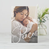 Vrede | Elegant script en foto kerst Feestdagenkaart (Staand voorkant)