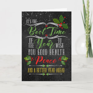 Vrede en beter Jaar Holiday Chalkboard Feestdagen Kaart
