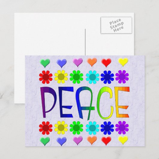 Vrede en bloemen briefkaart (Voorkant / Achterkant)