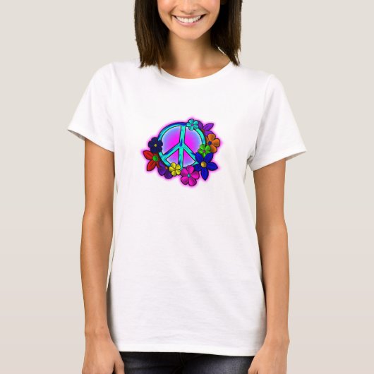 Vrede en bloemen t-shirt (Voorkant)