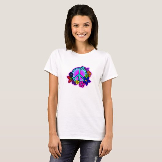 Vrede en bloemen t-shirt (Voorkant volledig)