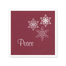 Vrede en drie Snowflakes Burgundy Holiday