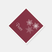Vrede en drie Snowflakes Burgundy Holiday Servet (Hoek)