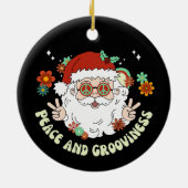 Vrede en Grooviness Hippie Santa Christmas Keramisch Ornament (Achterkant)