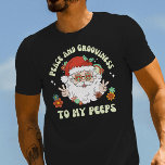Vrede en Grooviness Retro Hippie Santa Christmas T-shirt<br><div class="desc">Blijf rustig,  vredig en groovy deze kerst met je vrienden en familie,  wanneer je dit leuke retro hippie Santa T-shirt draag!</div>