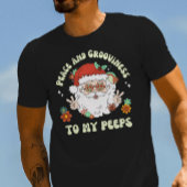 Vrede en Grooviness Retro Hippie Santa Christmas T-shirt