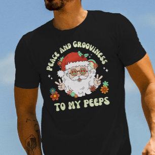 Vrede en Grooviness Retro Hippie Santa Christmas T-shirt