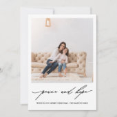 Vrede en Hoop Zwart-Wit Holly Print Holiday Kaart (Voorkant)