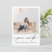 Vrede en Hoop Zwart-Wit Holly Print Holiday Kaart (Staand voorkant)