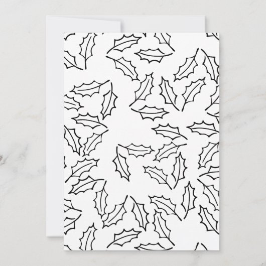 Vrede en Hoop Zwart-Wit Holly Print Holiday Kaart (Achterkant)