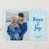 Vrede en Joy Typografie Foto: Kerstmis en feestdag Feestdagenkaart (Voorkant / Achterkant)