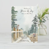 Vrede en Joy uit New Home Woodland Path Winter Aankondiging (Staand voorkant)