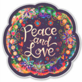 Vrede en Liefde Aanmoediging Bloemeninspiratie Sticker (Voorkant)