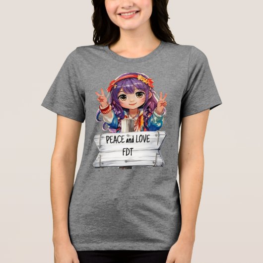 Vrede en Liefde Anti Trump Merch Tri-Blend Shirt (Voorkant)