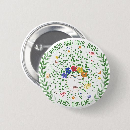 Vrede en liefde, Baby.. Ronde Button 5,7 Cm (Voorkant /achterkant)