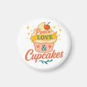Vrede en liefde Cupcake Magneet (Voorkant)