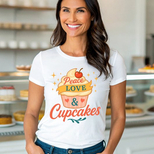 Vrede en liefde Cupcake T-shirt