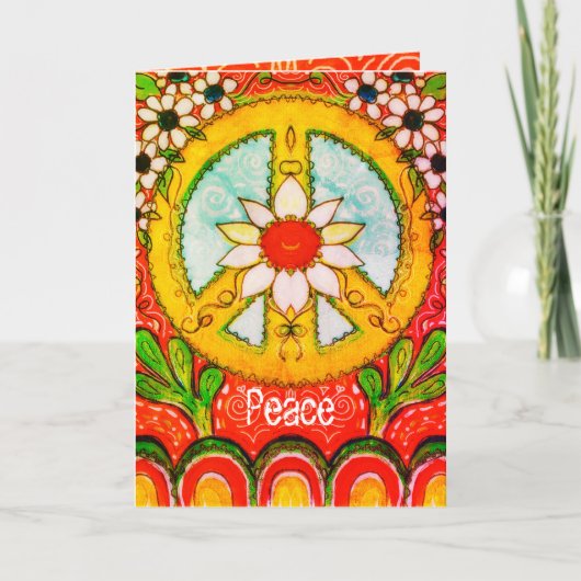 Vrede en Liefde Daisy Hippie Boho Originele Groet Kaart (Voorkant)