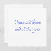 Vrede en liefde en al die Jazz-uitnodiging Kaart (Voorkant / Achterkant)
