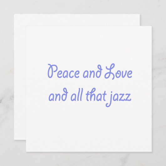 Vrede en liefde en al die Jazz-uitnodiging Kaart (Voorkant / Achterkant)
