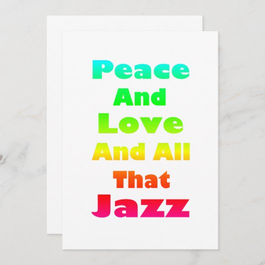 Vrede en liefde en alles wat Jazz nodigt uit Kaart (Voorkant / Achterkant)