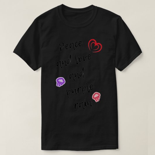 Vrede en liefde en paarse regen t-shirt (Design voorkant)