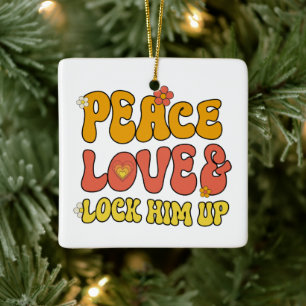 Vrede en Liefde en sluit hem op Keramisch Ornament