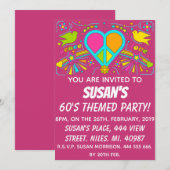 Vrede en Liefde. Feestje met 60's thema. Kaart (Voorkant / Achterkant)