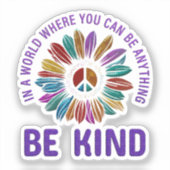 Vrede en Liefde Hippie Boho Wees Aardig  Sticker (Voorkant)