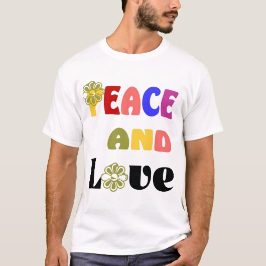 Vrede en Liefde Hippie Heren T-Shirt (Voorkant)