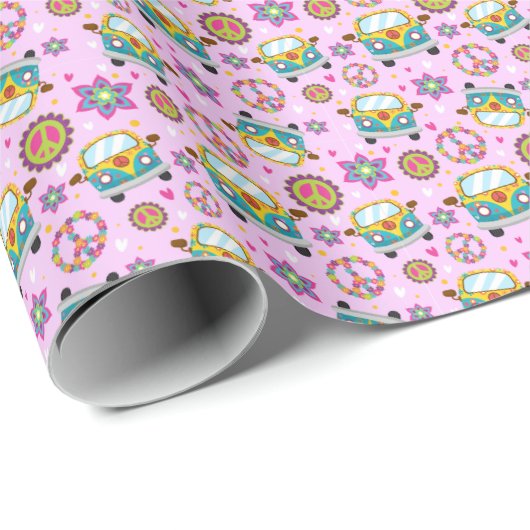 Vrede en liefde, Hippie Van Wrapping Paper Cadeaupapier (Rol Hoek)
