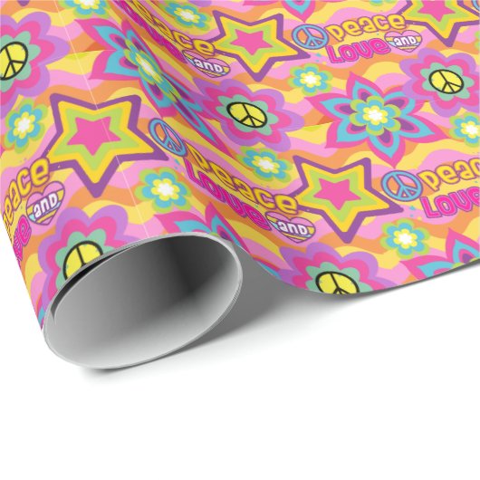 Vrede en liefde, Hippie Wrapping Paper Cadeaupapier (Rol Hoek)