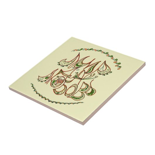 "Vrede en liefde" (in het Russisch) Tegeltje (Zijkant)