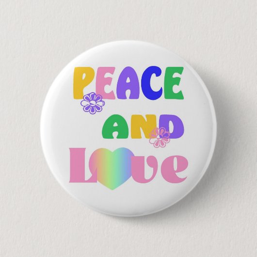 Vrede en Liefde Knop Ronde Button 5,7 Cm (Voorkant)