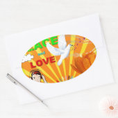 Vrede en liefde ovale sticker (Envelop)