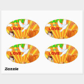 Vrede en liefde ovale sticker (Vel)