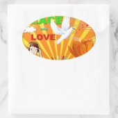 Vrede en liefde ovale sticker (Tas)