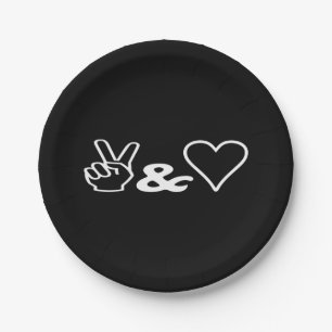 Vrede en liefde papieren bordje