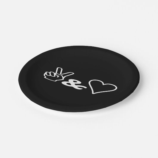 Vrede en liefde papieren bordje (Gekanteld)