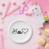 Vrede en liefde papieren bordje (Feest)