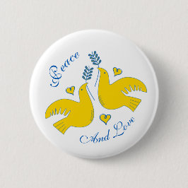 Vrede en liefde ronde button 5,7 cm