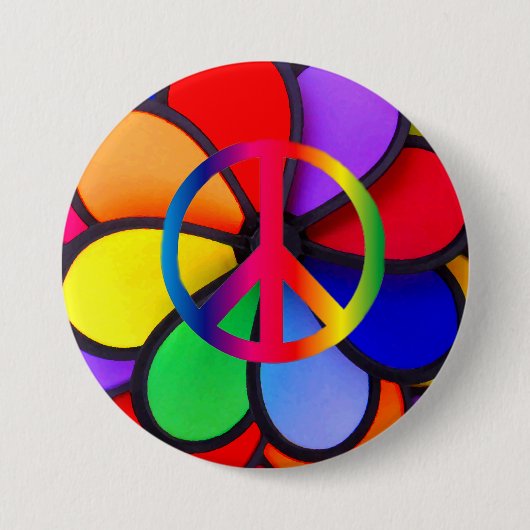 Vrede en liefde_ ronde button 7,6 cm (Voorkant)