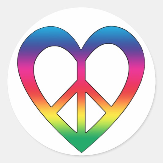 Vrede en liefde ronde sticker (Voorkant)