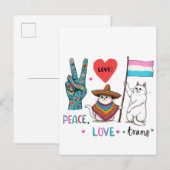 Vrede en liefde transgender LGBTQ transgender Aankondigingskaart (Voorkant / Achterkant)