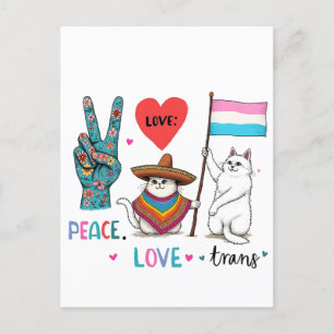 Vrede en liefde transgender LGBTQ transgender Feestdagenkaart
