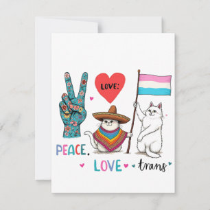 Vrede en liefde transgender LGBTQ transgender Notitiekaartje