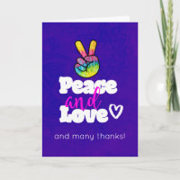 Vrede en liefde Typografie met Rainbow Hand Bedank