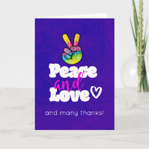 Vrede en liefde Typografie met Rainbow Hand Bedank Bedankkaart