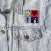 Vrede en liefde. vierkante button 5,1 cm (In situ)